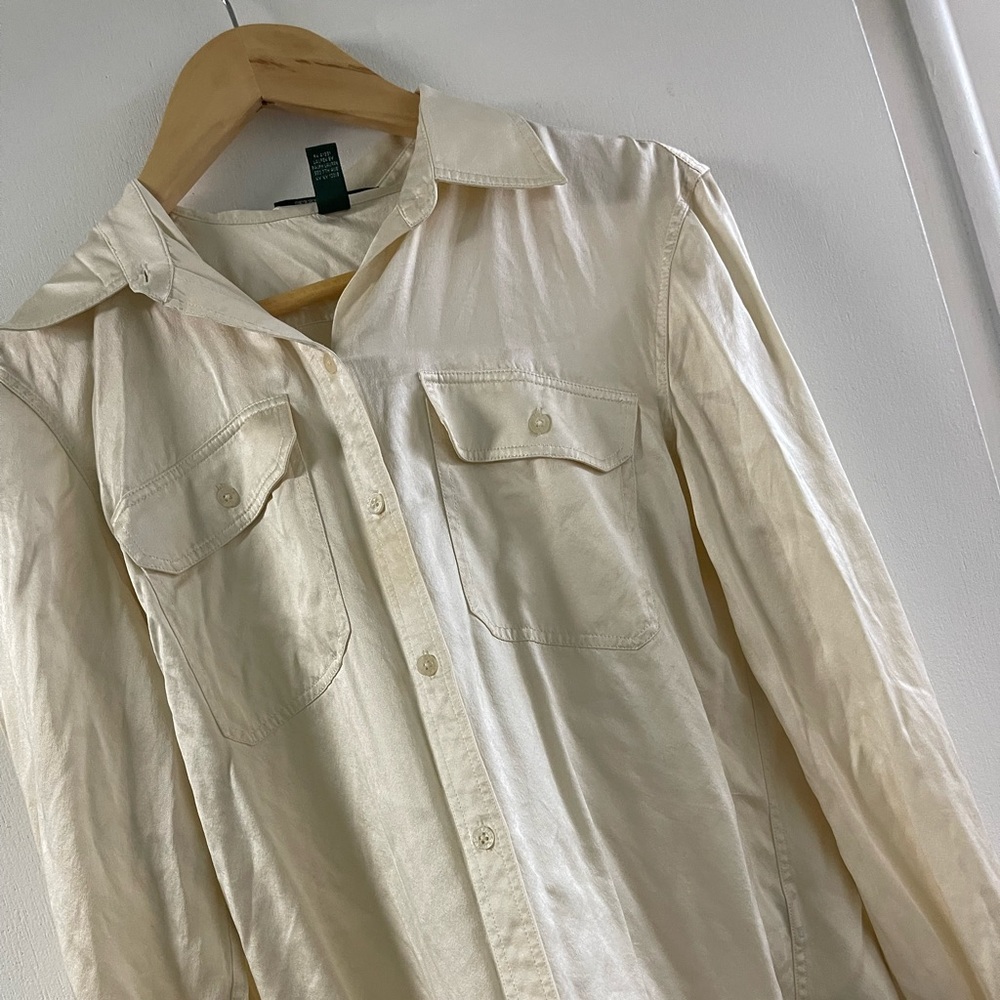 Lauren by Ralph Lauren Cream 100% Silk Blouse